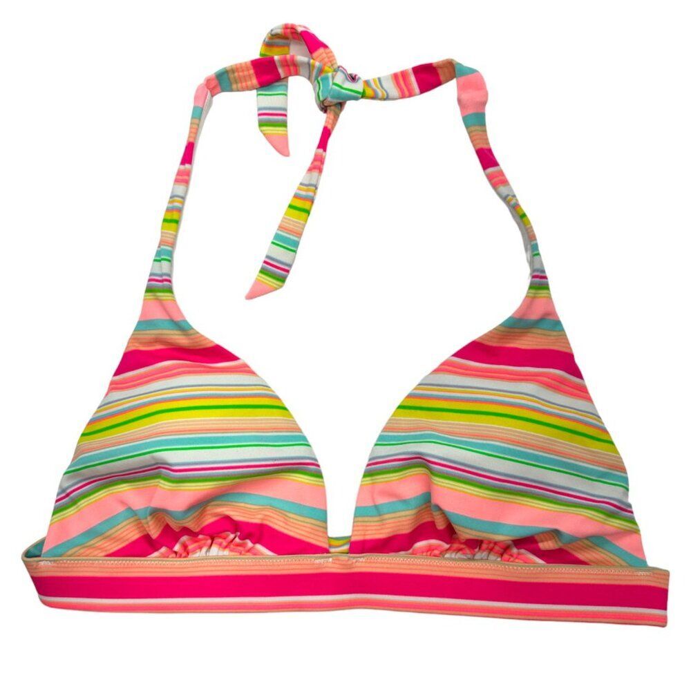 Victoria's Secret Bright Stripes Halter Swim Top (L)